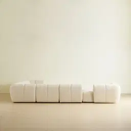 Quincy Stone Cream Woven Fabric 6 Pieces Modular Corner Sofa with Right Arm and Left Cuddler