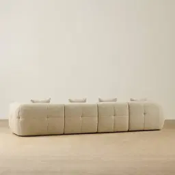 Amity Pearl Beige Fabric 4 Pieces Modular Sofa with Left Chaise
