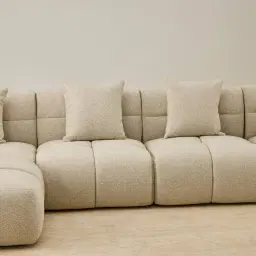Amity Pearl Beige Fabric 4 Pieces Modular Sofa with Left Chaise