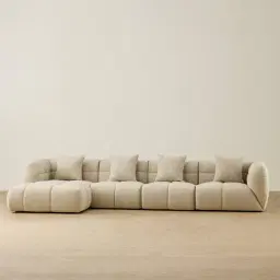 Amity Pearl Beige Fabric 4 Pieces Modular Sofa with Left Chaise