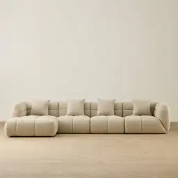 Amity Pearl Beige Fabric 4 Pieces Modular Sofa with Left Chaise