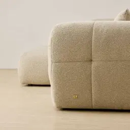 Amity Pearl Beige Fabric 3 Pieces Modular Sofa with Right Arm and Left Chaise