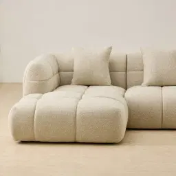 Amity Pearl Beige Fabric 3 Pieces Modular Sofa with Right Arm and Left Chaise