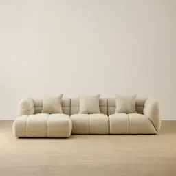 Amity Pearl Beige Fabric 3 Pieces Modular Sofa with Right Arm and Left Chaise