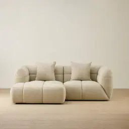 Amity Pearl Beige Fabric 2 Pieces Modular Sofa with Right Arm and Left Chaise