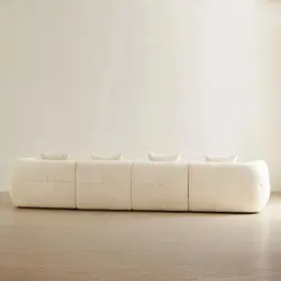 Amity Stone Cream Woven Fabric 4 Pieces Modular Sofa with Left Chaise