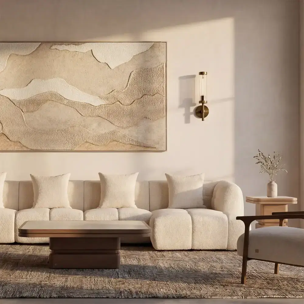 Amity Stone Cream Woven Fabric 4 Pieces Modular Sofa with Left Chaise