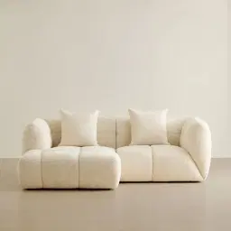 Amity Stone Cream Woven Fabric 2 Pieces Modular Sofa with Right Arm and Left Chaise