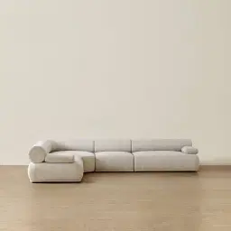 Pebbla Slate Grey Fabric 4 Pieces Modular Corner Sofa with Left Arm Wide and Right Arm Wide