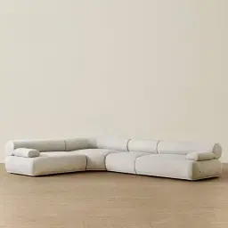 Pebbla Slate Grey Fabric 4 Pieces Modular Corner Sofa with Left Arm Wide and Right Arm Wide