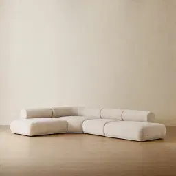 Pebbla Tuscan Sand Fabric 4 Pieces Modular Corner Sofa with Left Terminal and Right Terminal