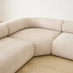 Pebbla Tuscan Sand Fabric 4 Pieces Modular Corner Sofa with Left Terminal and Right Terminal