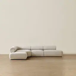 Pebbla Slate Grey Fabric 4 Pieces Modular Corner Sofa with Left Terminal and Right Terminal