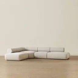 Pebbla Slate Grey Fabric 4 Pieces Modular Corner Sofa with Left Terminal and Right Terminal