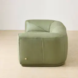 Crosby Light Green Leather 2 Pieces Modular Sofa