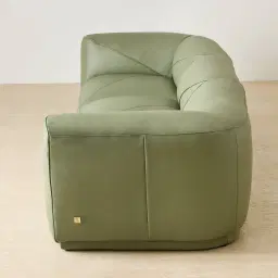 Crosby Light Green Leather 3 Pieces Modular Sofa