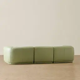 Crosby Light Green Leather 3 Pieces Modular Sofa