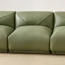 Crosby Light Green Leather 3 Pieces Modular Sofa
