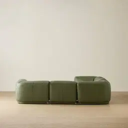 Crosby Light Green Leather 5 Pieces Modular Corner Sofa with Left and Right Arm