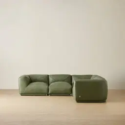 Crosby Light Green Leather 5 Pieces Modular Corner Sofa with Left and Right Arm