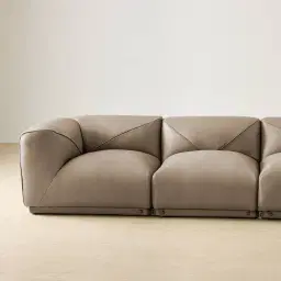 Crosby Myrtle Grey Leather 3 Pieces Modular Sofa