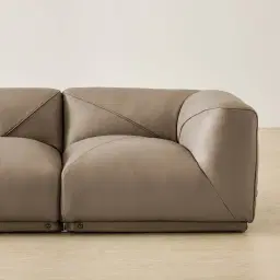 Crosby Myrtle Grey Leather 5 Pieces Modular Corner Sofa with Left and Right Arm