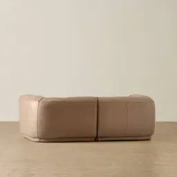 Crosby Mushroom Beige Leather 2 Pieces Modular Sofa