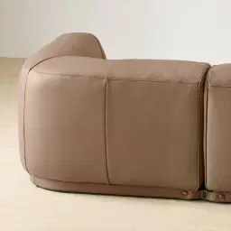 Crosby Mushroom Beige Leather 2 Pieces Modular Sofa