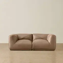 Crosby Mushroom Beige Leather 2 Pieces Modular Sofa