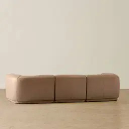 Crosby Mushroom Beige Leather 3 Pieces Modular Sofa