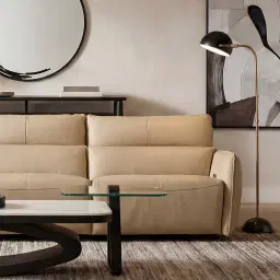 Linton Desert Brown Leather 2 Pieces Modular Dual Electric Recliner