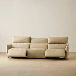 Linton Desert Brown Leather 3 Pieces Modular Dual Electric Recliner