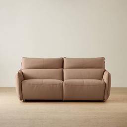 Linton Mushroom Beige Leather 2 Pieces Modular Dual Electric Recliner