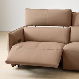 Linton Mushroom Beige Leather 3 Pieces Modular Dual Electric Recliner