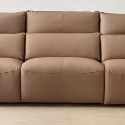 Linton Mushroom Beige Leather 3 Pieces Modular Dual Electric Recliner