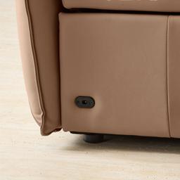 Linton Mushroom Beige Leather 3 Pieces Modular Dual Electric Recliner