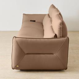 Linton Mushroom Beige Leather 3 Pieces Modular Dual Electric Recliner