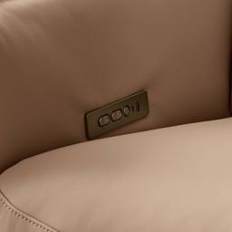 Linton Mushroom Beige Leather 3 Pieces Modular Dual Electric Recliner