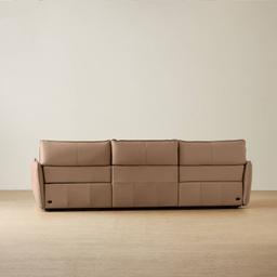 Linton Mushroom Beige Leather 3 Pieces Modular Dual Electric Recliner