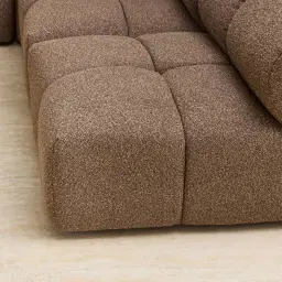 Quincy Earth Brown Woven Fabric Modular Corner Sofa with Left Cuddler