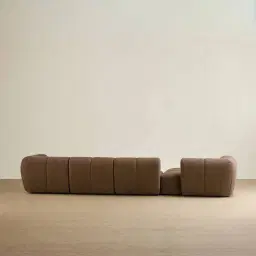 Quincy Earth Brown Woven Fabric 4 Pieces Modular Sofa with Right Arm and Left Cuddler