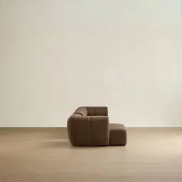 Quincy Earth Brown Woven Fabric 4 Pieces Modular Sofa with Right Arm and Left Cuddler