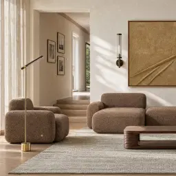 Capri Earth Brown Woven Fabric Modular Corner Sofa