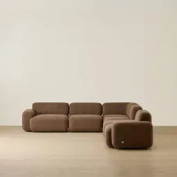 Capri Earth Brown Woven Fabric Modular Corner Sofa