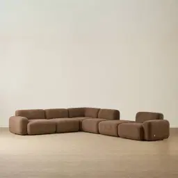 Capri Earth Brown Woven Fabric Modular Corner Sofa