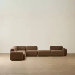 Capri Earth Brown Woven Fabric Modular Corner Sofa