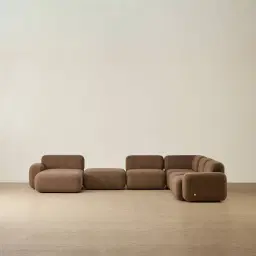 Capri Earth Brown Woven Fabric Modular Corner Sofa - Left Chaise