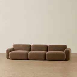 Capri Earth Brown Woven Fabric 3 Pieces Sofa