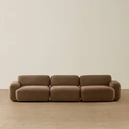 Capri Earth Brown Woven Fabric 3 Pieces Sofa