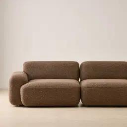 Capri Earth Brown Woven Fabric 3 Pieces Sofa